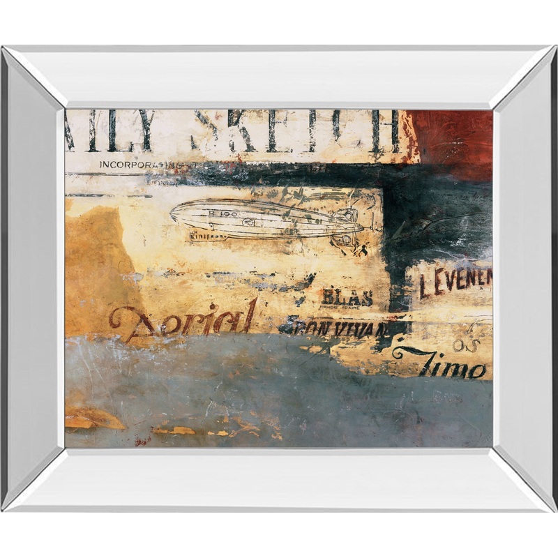 Zeppelin By Aliaga, C. – Mirror Framed Print Wall Art – Blue
