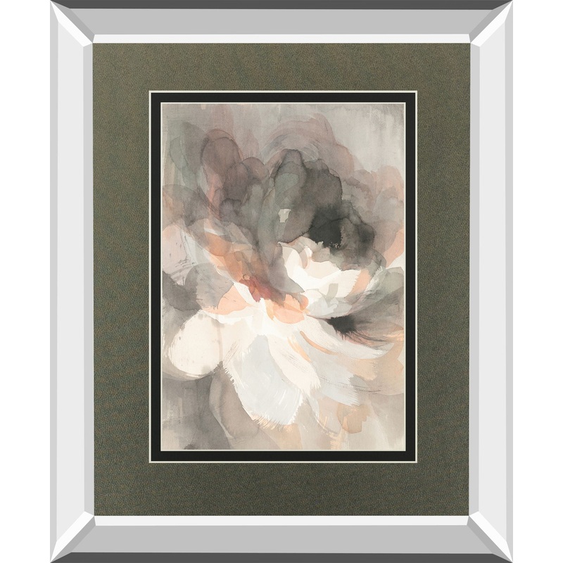 Abstract Peony By Danhui Nai Mirrored Frame – Green