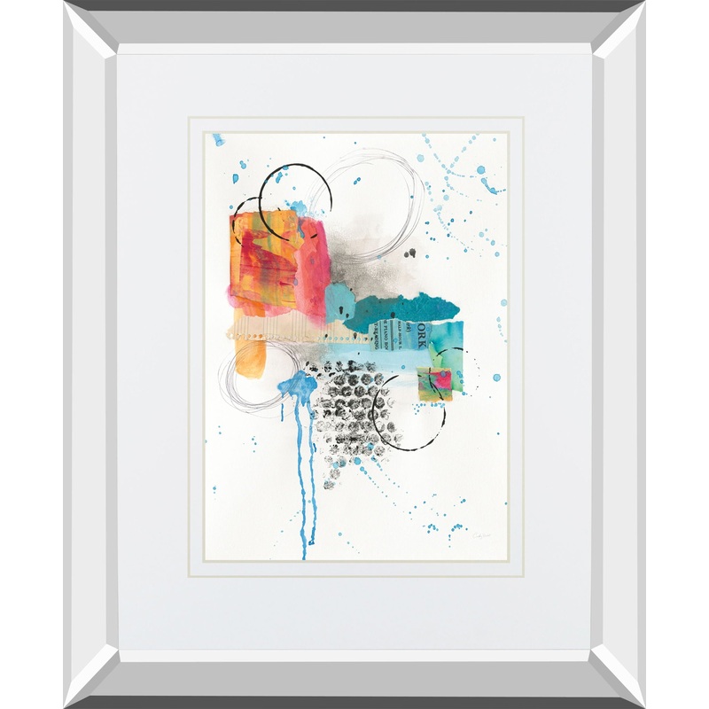 Abstract Skyline I By Courtney Prahl Mirrored Frame – Red
