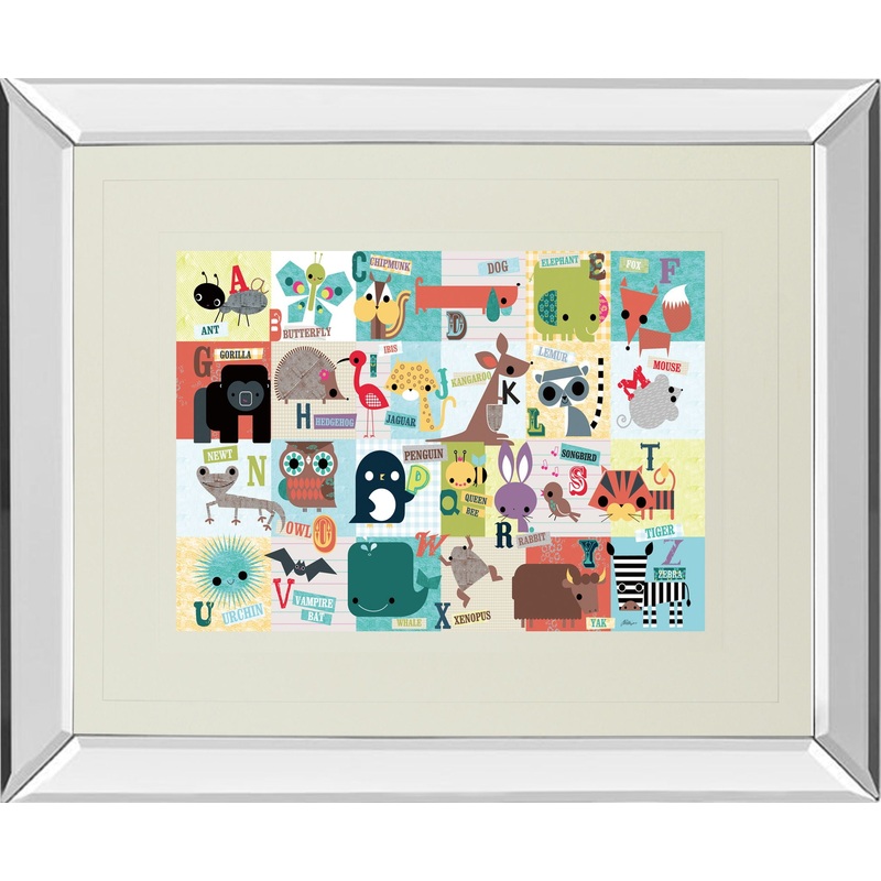 Animal Abc By Julian Phillips – Mirror Framed Print Wall Art – Blue