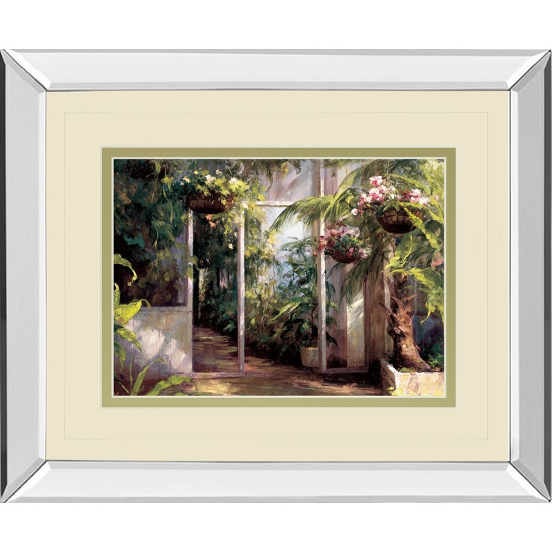 Atriums First Light I By Hali – Mirror Framed Print Wall Art – Green
