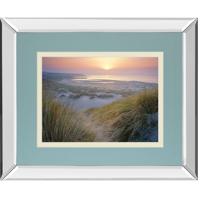 Budle, Misty Sunset By Joe Cornish – Mirror Framed Print Wall Art – Green