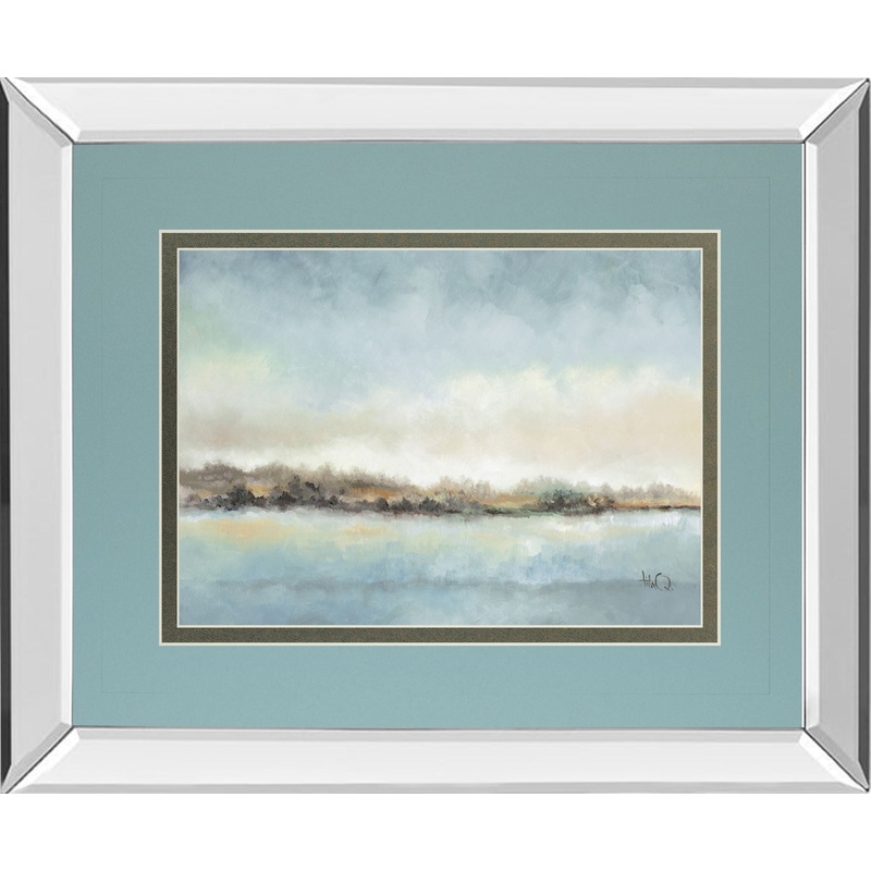 Calm Horizon By Tita Quintero – Mirror Framed Print Wall Art – Blue