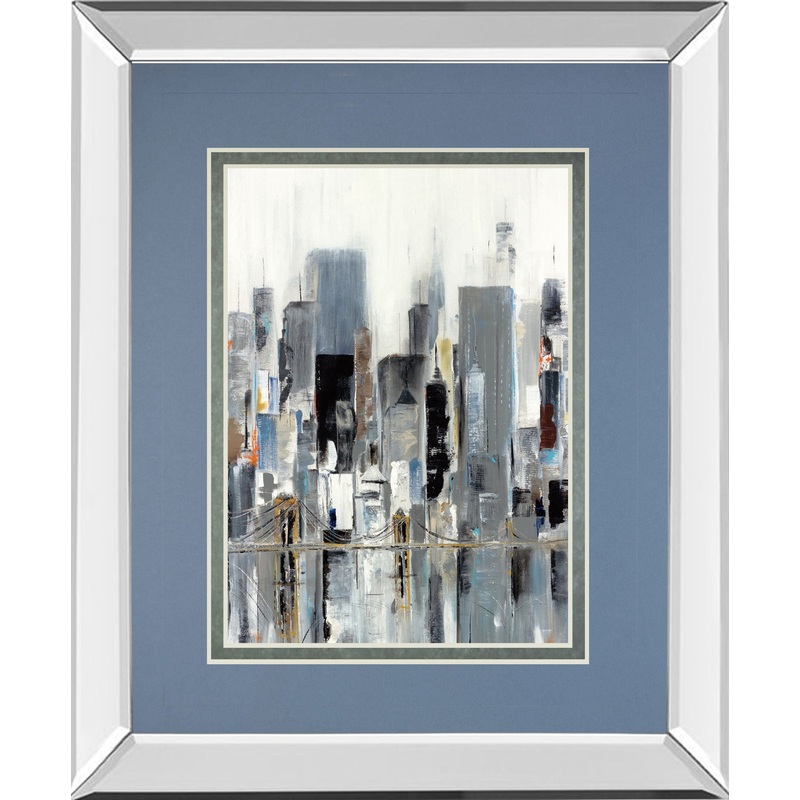 City Bridge By Aziz Kadmiri – Mirror Framed Print Wall Art – Dark Gray