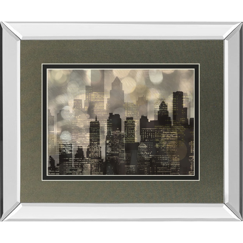 City Lights By Katrina Craven – Mirror Framed Print Wall Art – Black
