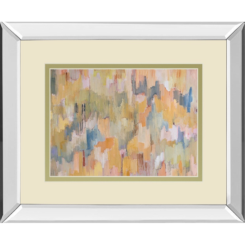 Concerto Grey By Robert Cresvell – Mirror Framed Print Wall Art – Yellow