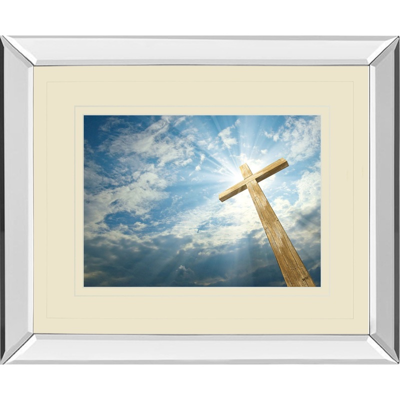 Cross In The Sky By Viadischern – Mirror Framed Photo Print Wall Art – Blue
