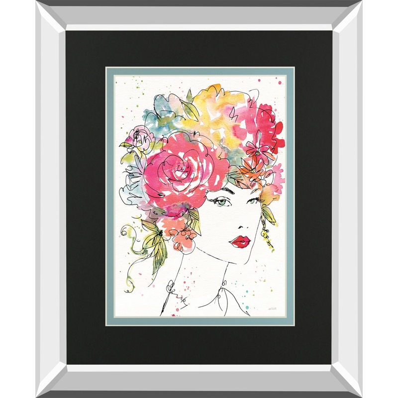 Floral Figures I By Anne Tavoletti Mirrored Frame – Pink