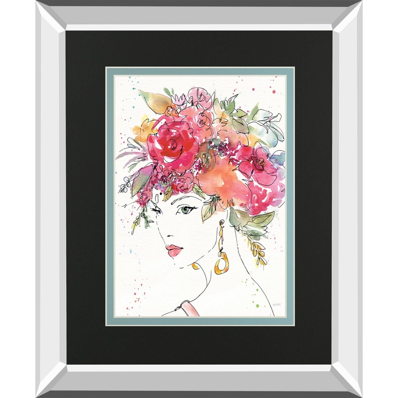 Floral Figures II By Anne Tavoletti Mirrored Frame – Pink