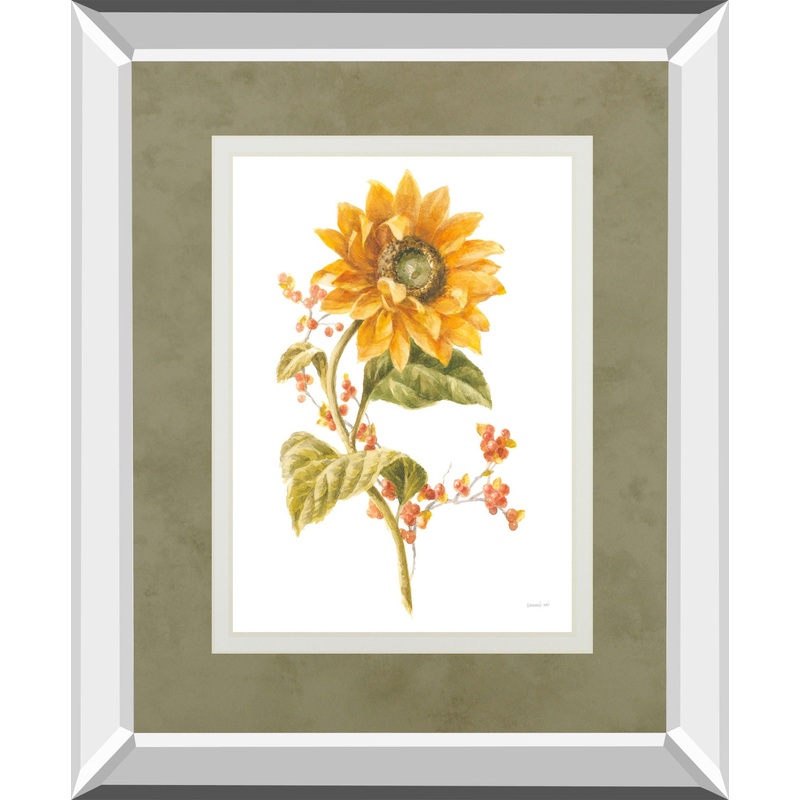 Floursack Autumn I On White By Danhui Nai Mirrored Frame – Yellow