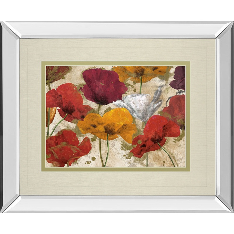 Happy Flowers By Katrina Craven – Mirror Framed Print Wall Art – Red