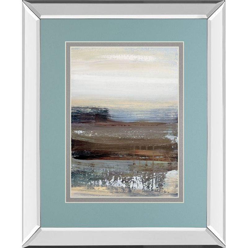 Hint Of Blue By Aerial Snow – Mirror Framed Print Wall Art – Dark Brown