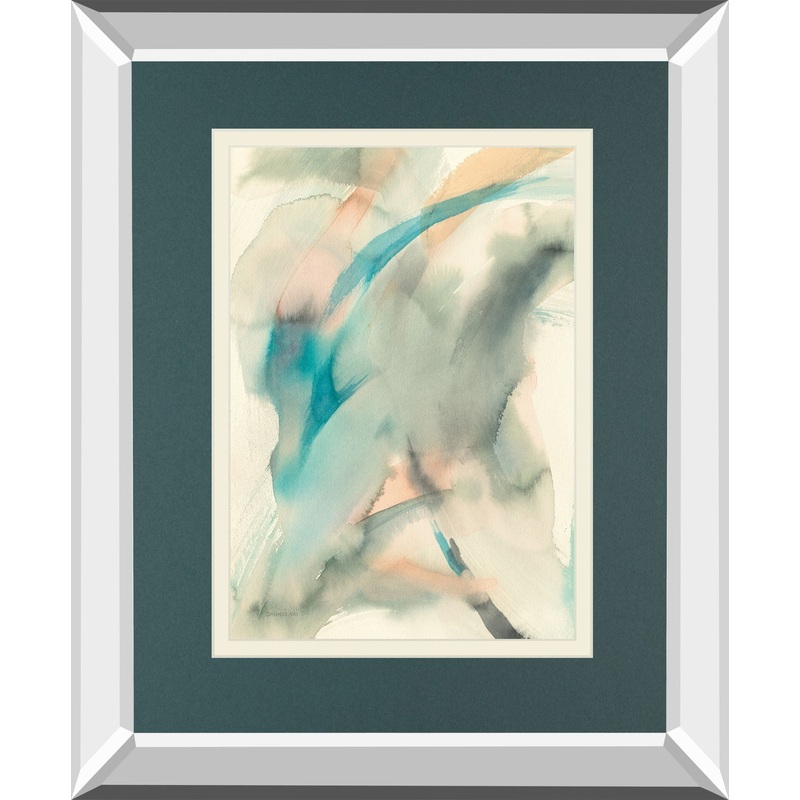 In Motion I By Danhui Nai Mirrored Frame – Blue