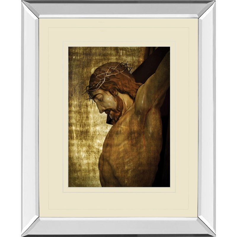 Jesus Christ By Nito – Mirror Framed Print Wall Art – Dark Brown