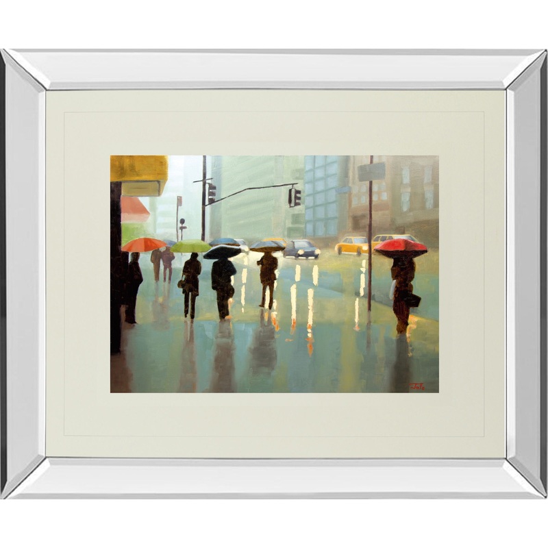 New York Reality By Tate Hamilton – Mirror Framed Print Wall Art – Blue
