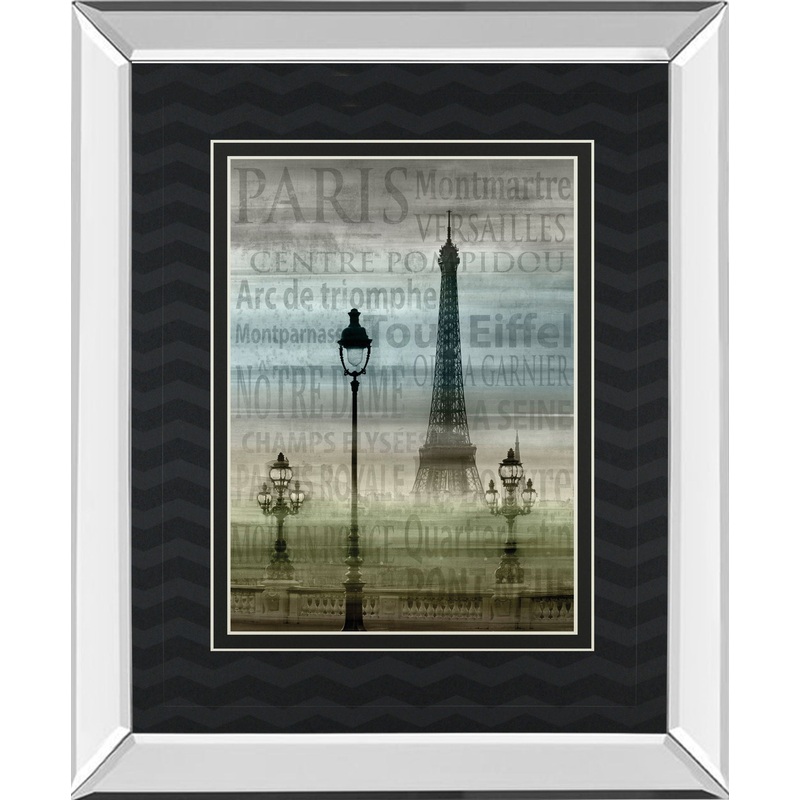 Paris 1 By Allen Lanbert – Mirror Framed Print Wall Art – Blue