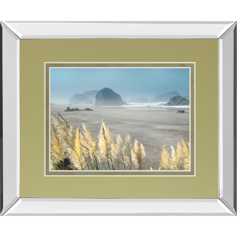 Pompas Beach By Frates – Mirror Framed Print Wall Art – Blue