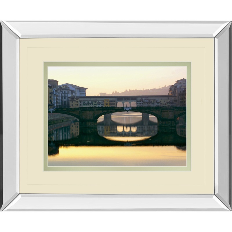 Ponte Vecchio By Bill Philip – Mirror Framed Print Wall Art – Yellow