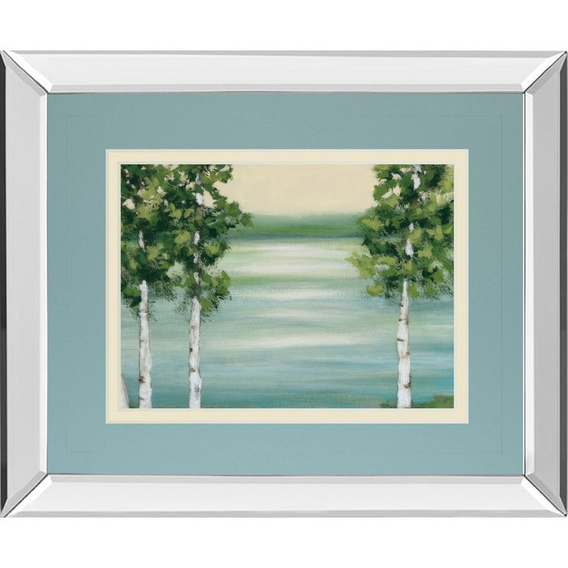 Quiet Lake By Rita Vindeszia – Mirror Framed Print Wall Art – Green