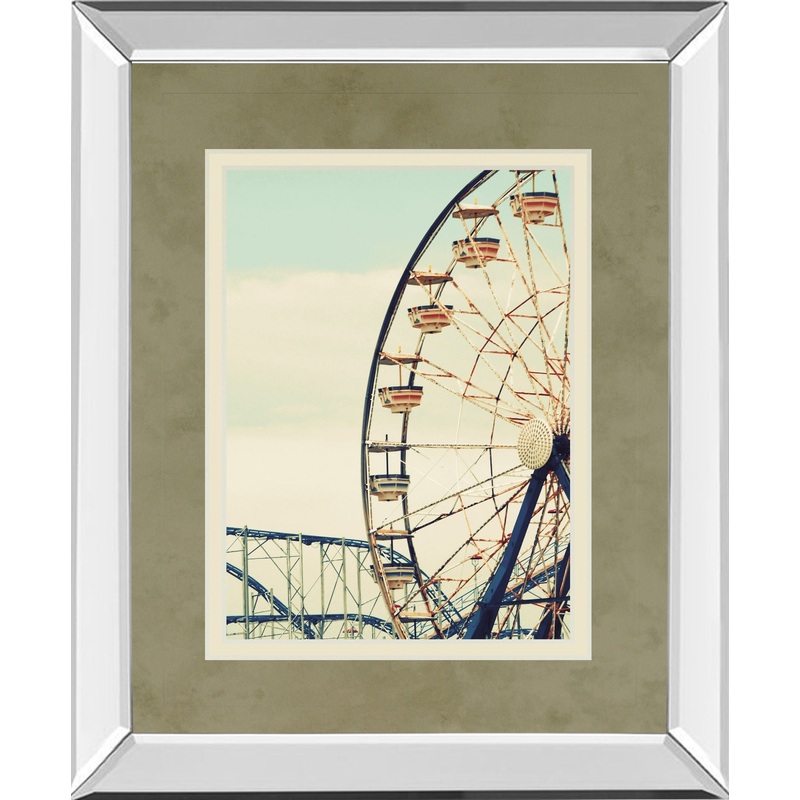 Retro Ferris By Gail Peck – Mirror Framed Print Wall Art – Beige