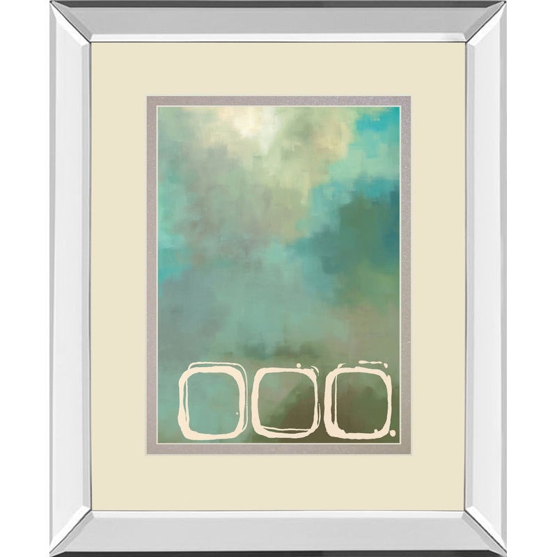 Retro In Aqua And Khaki Il By Laurie Maitland – Mirror Framed Print Wall Art – Blue