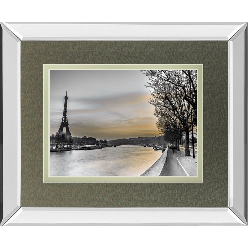 River Seine And The Eiffel Tower By Assaf Frank – Mirror Framed Print Wall Art – Black