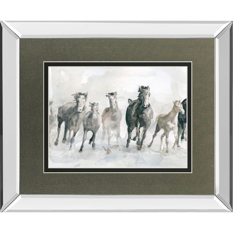Running Wild By Carol Robinson – Mirror Framed Watercolor Print Wall Art – White