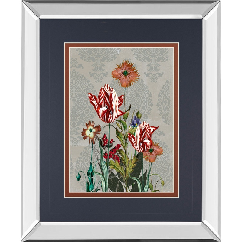 Summer Flowers Il By Ken Hurd – Mirror Framed Print Wall Art – Blue