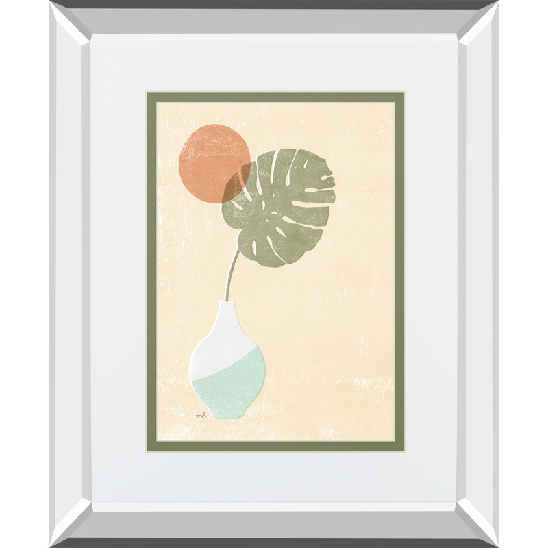 Sun Palm I Mint By Moira Hershey Mirrored Frame – Beige