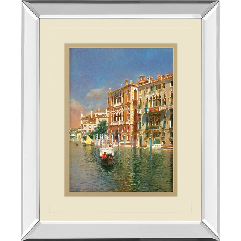 The Grand Canal, Venice By Rubens Santora – Mirror Framed Print Wall Art – Blue