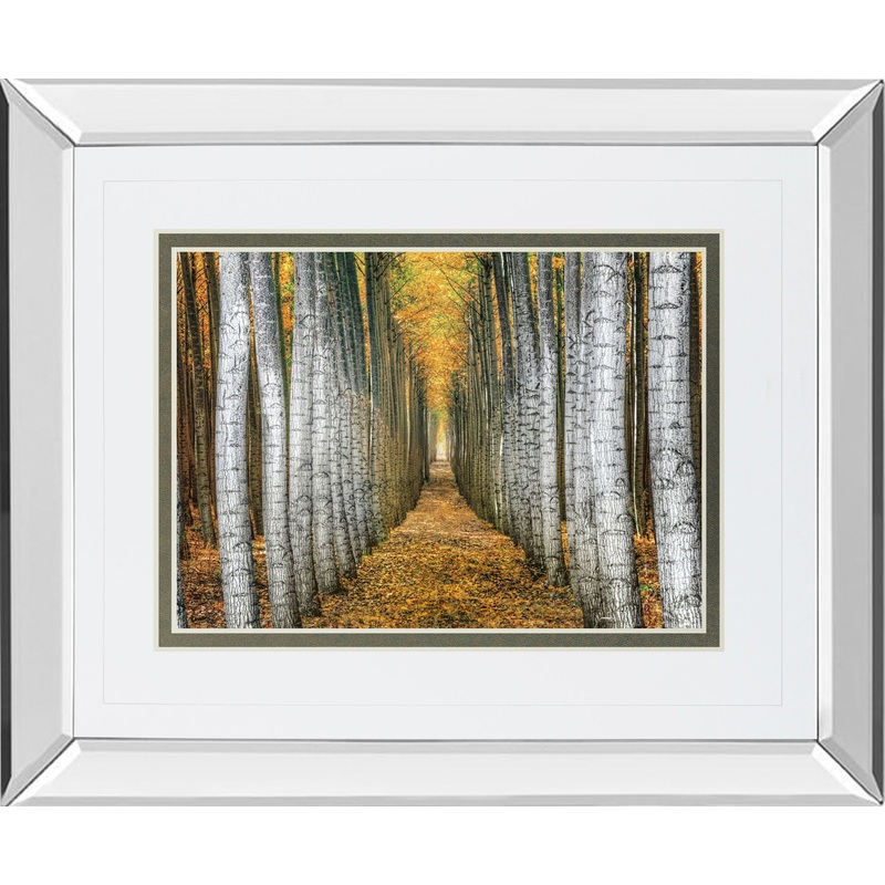 Tree Farm By Cahill – Mirror Framed Print Wall Art – Yellow