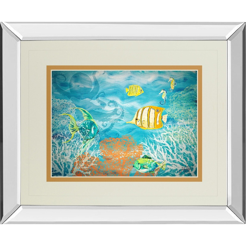 Under The Sea By Julie Derice – Mirror Framed Print Wall Art – Blue