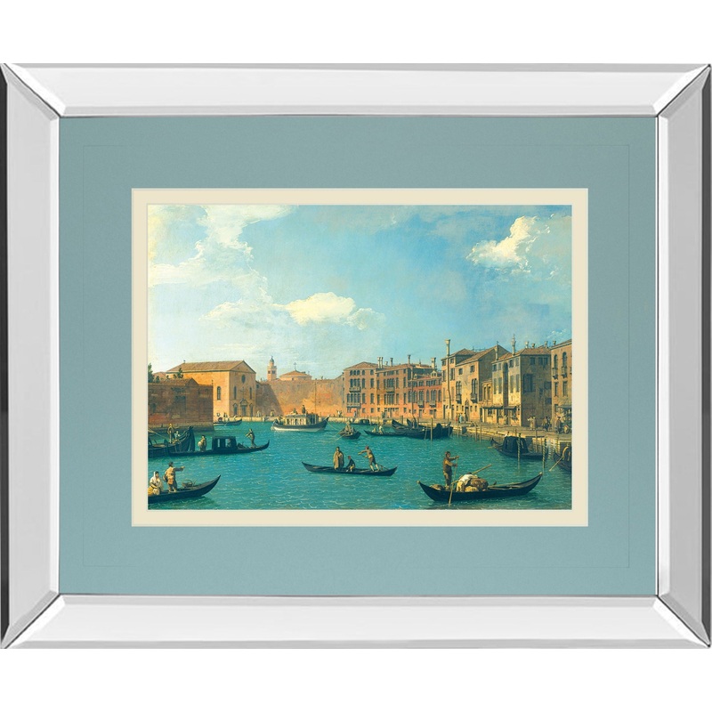 View Of The Canal Of Santa Chiara By Antonia Canaletto – Mirror Framed Print Wall Art – Blue