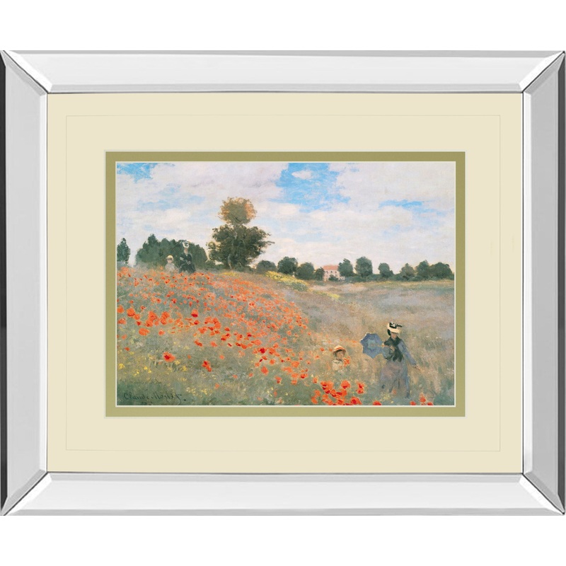 Wild Poppies, Near Argenteuil By Claude Monet – Mirror Framed Print Wall Art – Orange