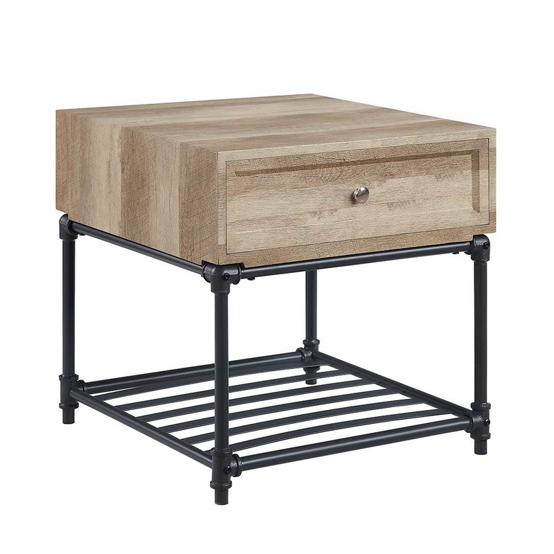 Brantley – End Table – Oak & Sandy Black Finish – 22″