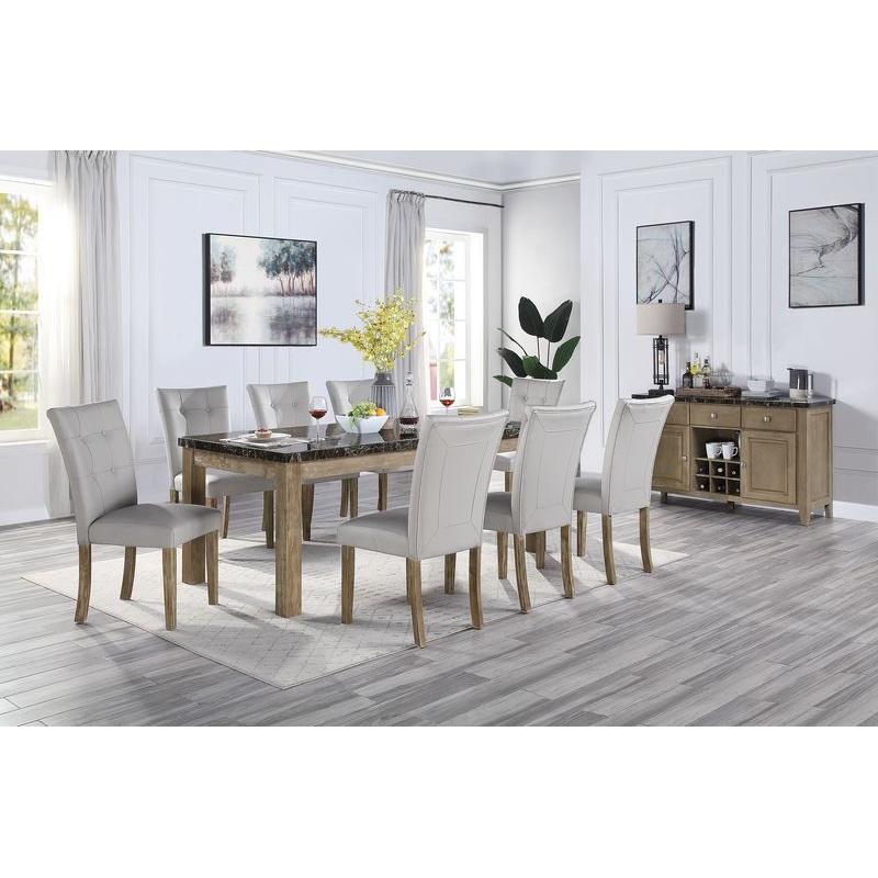 Charnell – Dining Table – Marble & Oak Finish