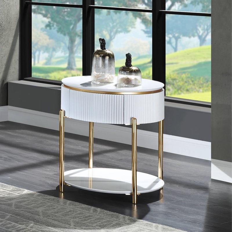 Daveigh – End Table – White High & Gold