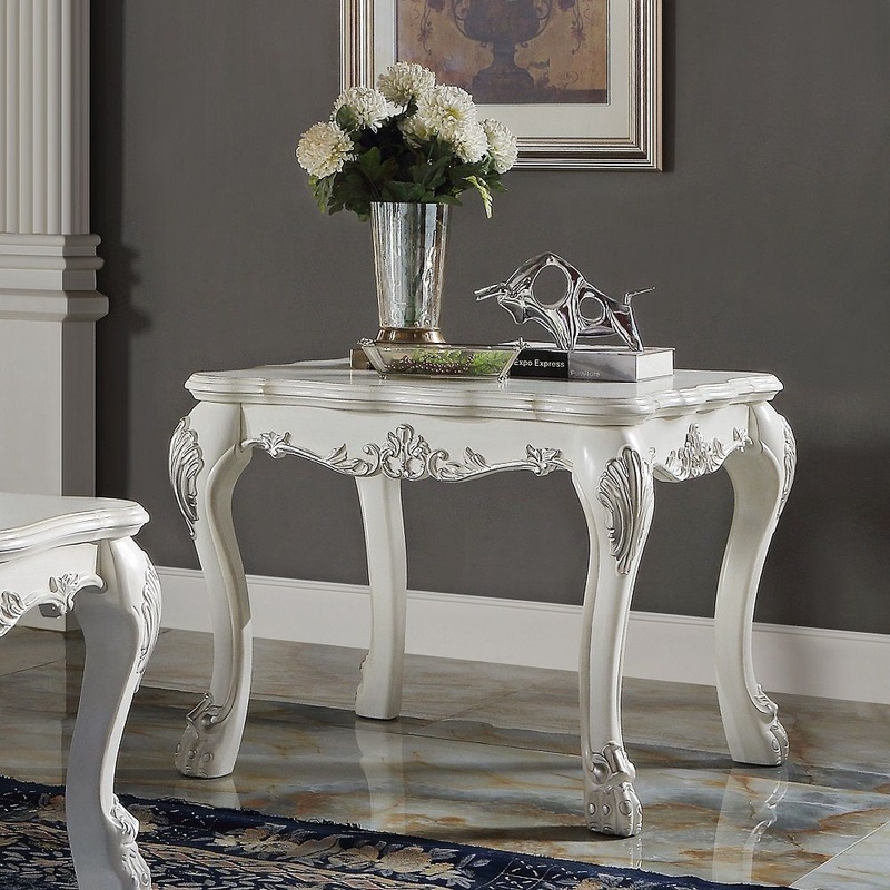 Dresden End Table – Bone White Finish