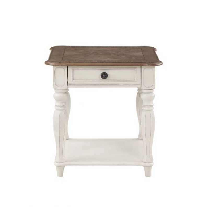 Florian – End Table – Oak & Antique White Finish