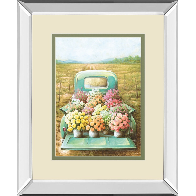 Flowers For Sale By Deedee – Mirror Framed Print Wall Art – Green