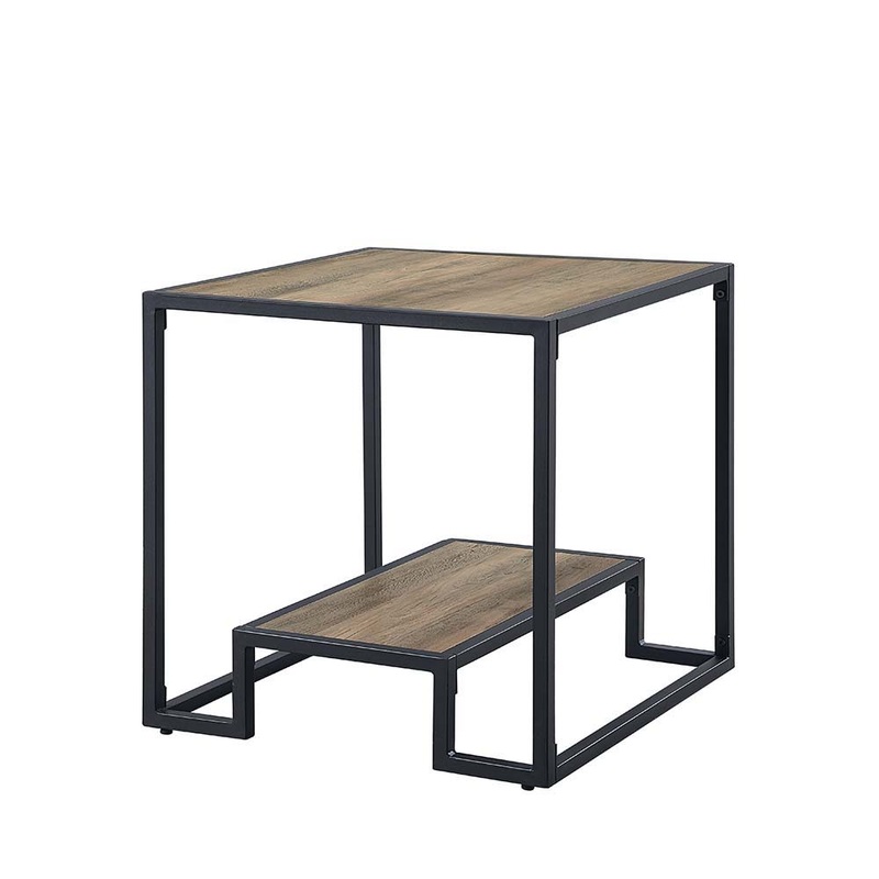 Idella – End Table – Rustic Oak & Black Finish