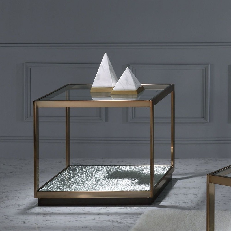 Kaia – End Table – Glass & Gold