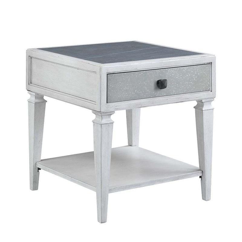 Katia – End Table – Rustic Gray & Weathered White Finish