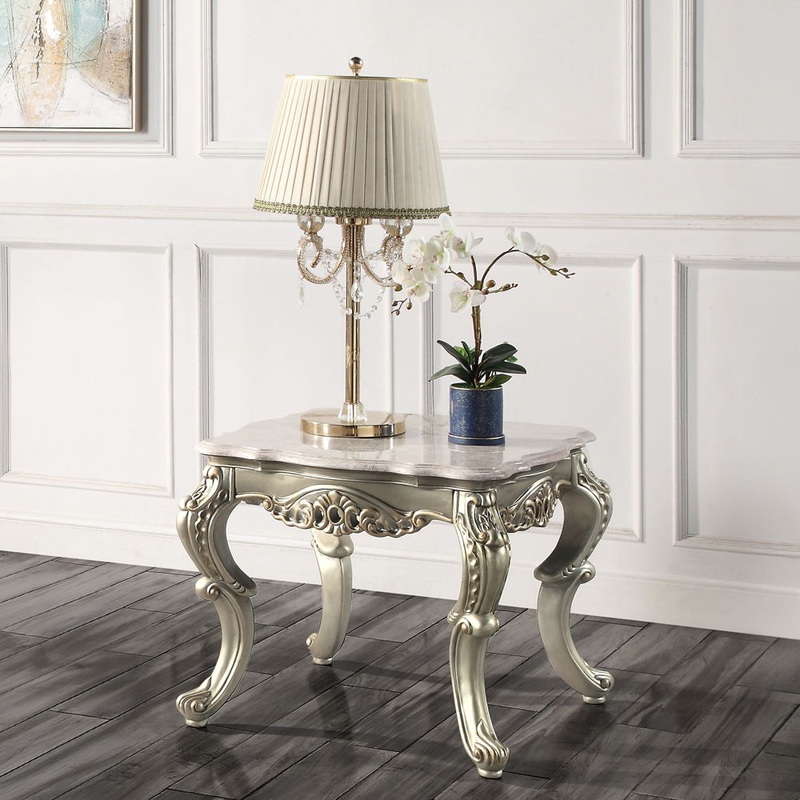 Miliani – End Table With Marble Top – Natural Antique Bronze