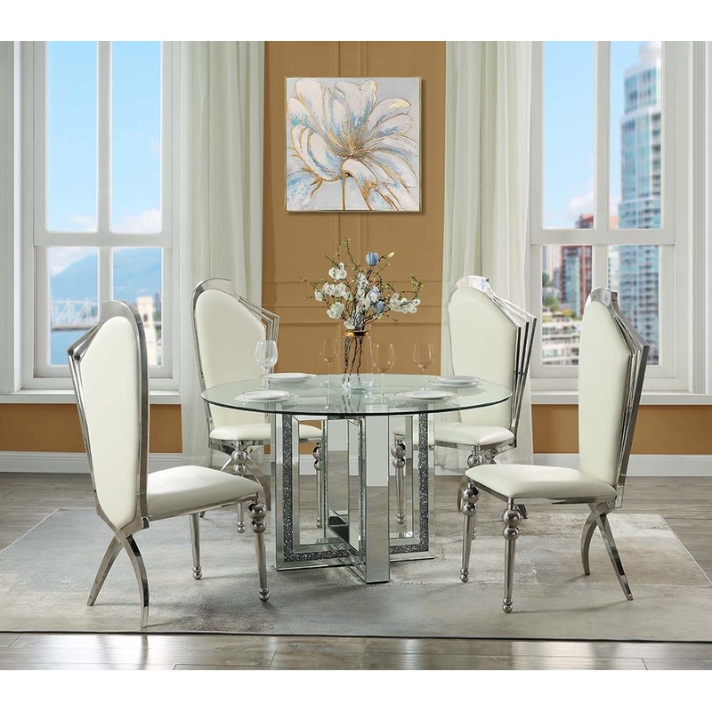 Noralie – Dining Table – Mirrored & Faux Diamonds