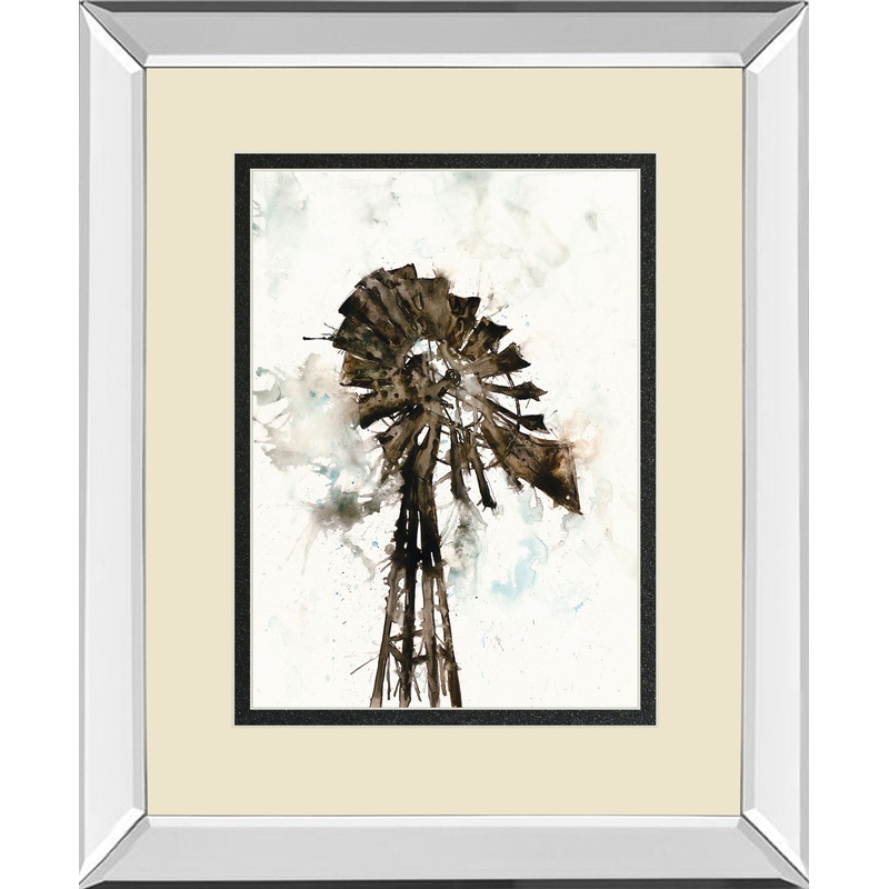 Watercolor Windmill By White Ladder – Mirror Framed Print Wall Art – Black