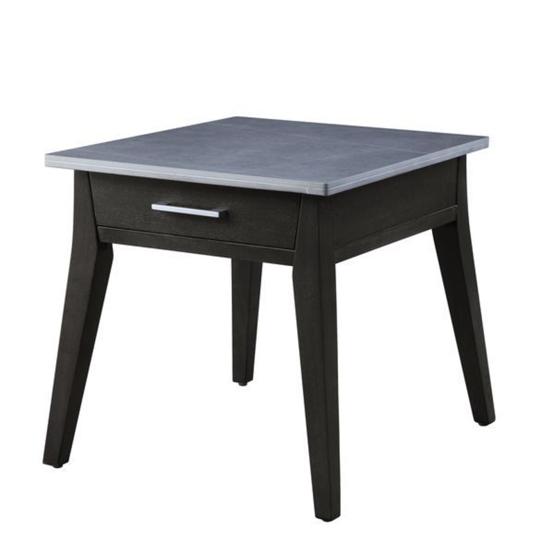 Zemocryss – End Table – Marble & Dark Brown Finish