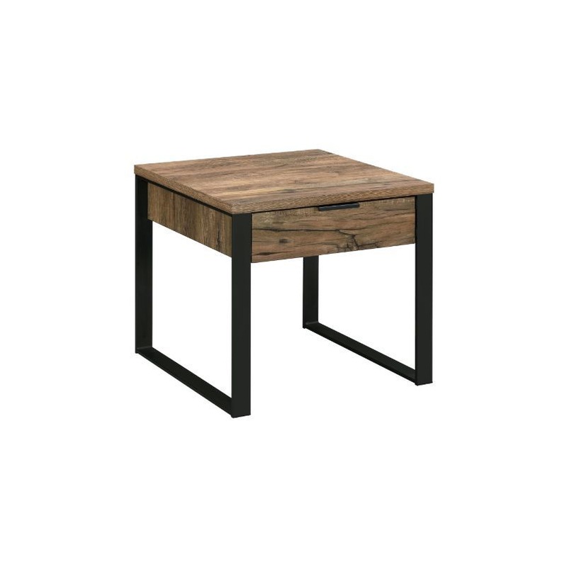 Aflo – End Table – Weathered Oak & Black Finish