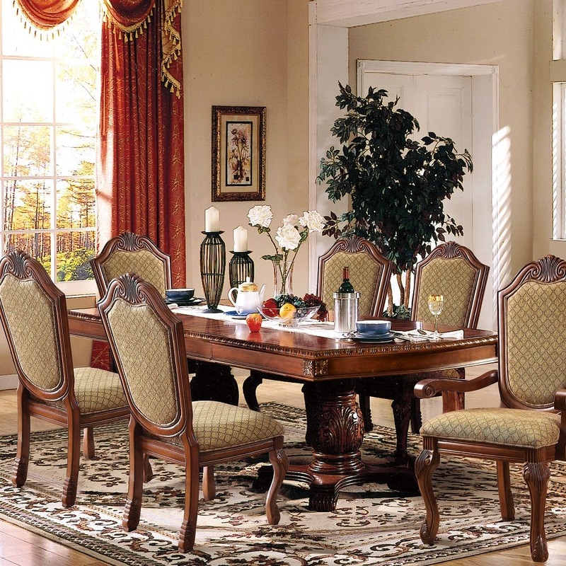 Chateau De Ville – Dining Table With Double Pedestal – Dark Brown – 46″