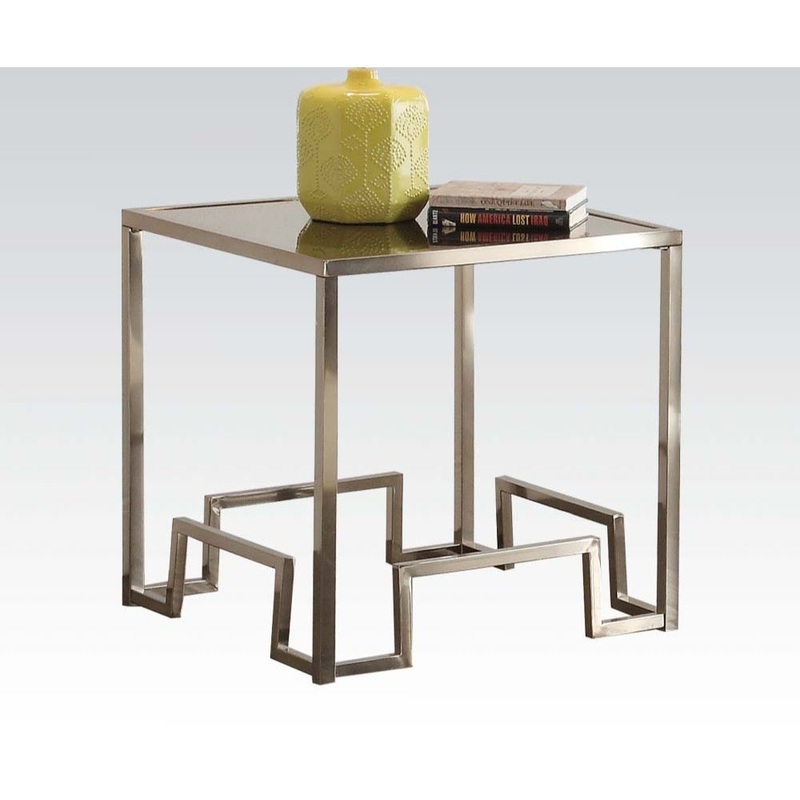 Damien – End Table – Champagne & Clear Glass